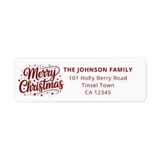 Prettige Kerst Typografie Logo Rood Retouradres Etiket