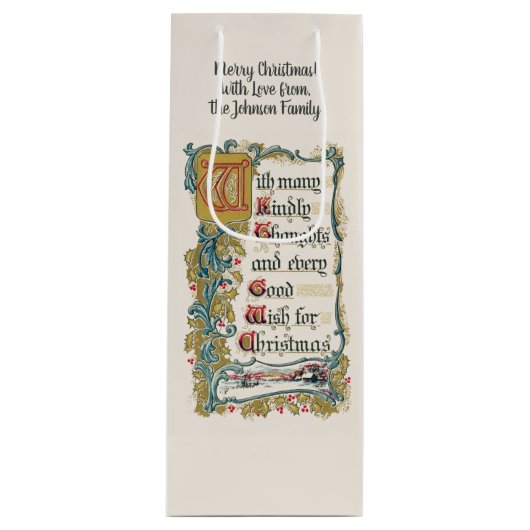 Prettige kerst wijn cadeautas (Voorkant)