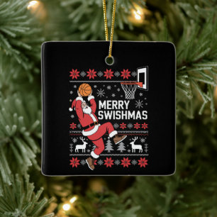 Prettige Kerstbal Basketbal Verschrikkelijke Kerst Keramisch Ornament