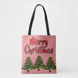 Prettige Kerstboom Candy Cane Pret Vakantie Tote Bag