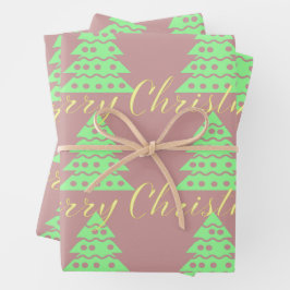 prettige kerstboom inpakpapier vel