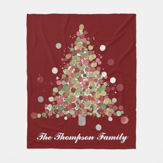 Prettige Kerstboom met Stippen Fleece Deken (Voorkant)