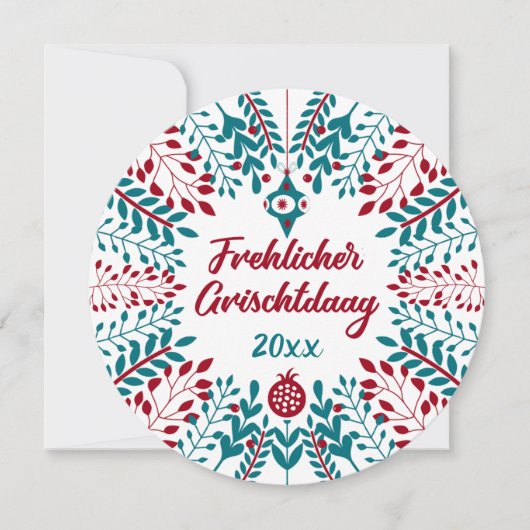 Prettige Kerstdag, Pennsylvania Dutch Kerstmis Feestdagenkaart (Voorkant)