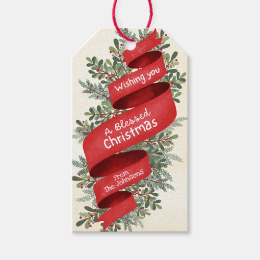 Prettige Kerstdagen Aanpasbare Naam Cadeaulabel (Voorkant)