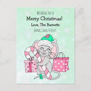 Prettige kerstdagen Cute Mouse Feestdagenkaart