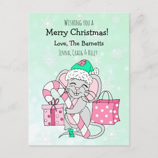 Prettige kerstdagen Cute Mouse Feestdagenkaart (Voorkant)