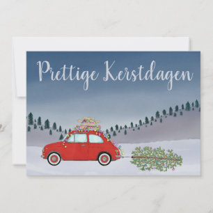 Prettige Kerstdagen Dutch Christmas Red Fiat 500 Feestdagenkaart