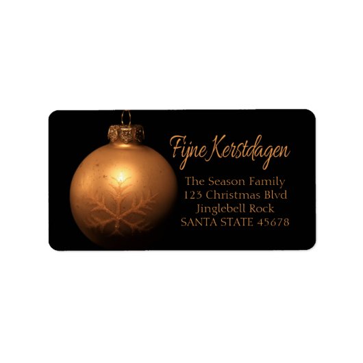 Prettige Kerstdagen Gouden ornament label (Voorkant)