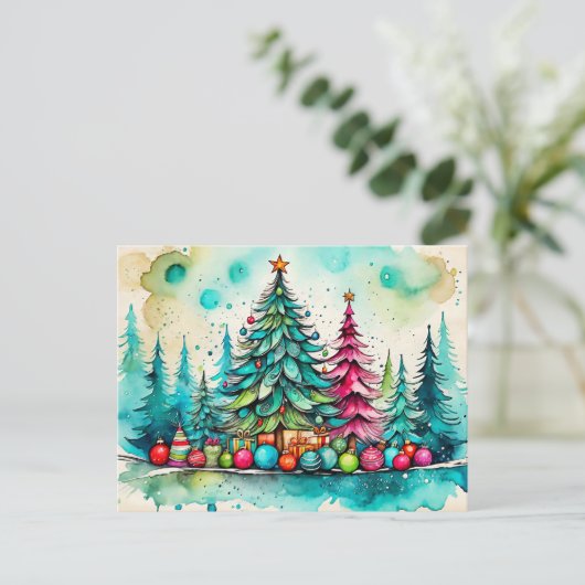 Prettige kerstdagen, iedereen briefkaart (Staand voorkant)