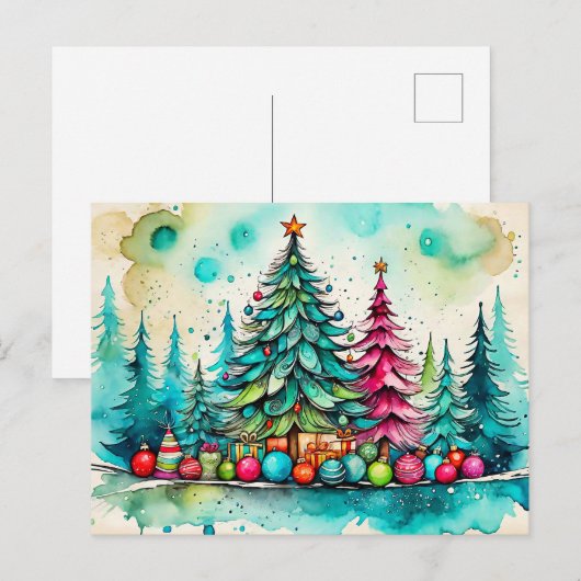 Prettige kerstdagen, iedereen briefkaart (Voorkant / Achterkant)