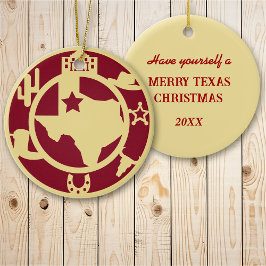 Prettige kerstdagen in Texas Keramisch Ornament