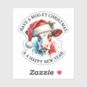 Prettige kerstdagen | Leuke Koe in Santa Hat Sticker (Vel)