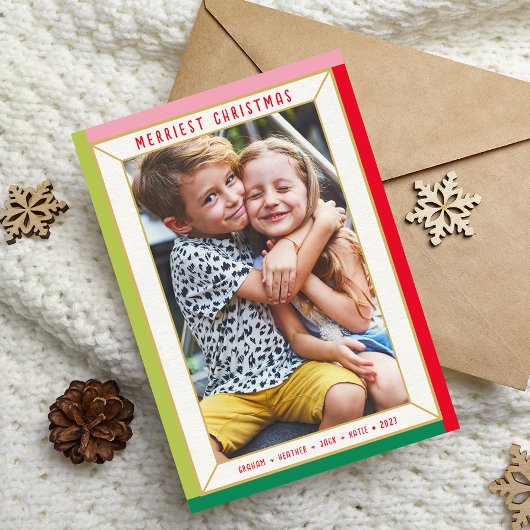 PRETTIGE KERSTDAGEN moderne fotokleur blokrand Feestdagenkaart