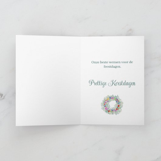 Prettige Kerstdagen, Nederlandse Kerstkrans Feestdagen Kaart (Binnen)