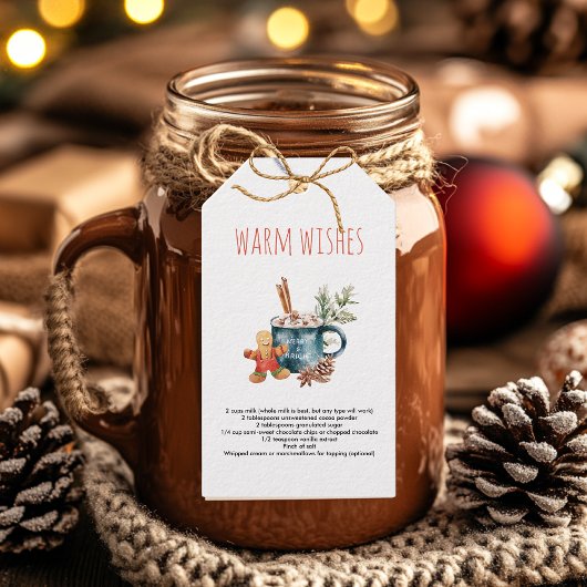 Prettige Kerstdagen | Recept warme chocolademelk Cadeaulabel