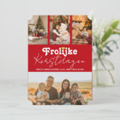 Prettige Kerstdagen Rood 4 Foto's Kerstkaart (Staand voorkant)