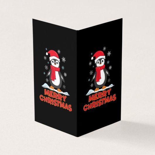 Prettige Kerstdagen Schattige Pinguïn Kaart (Buitenkant)