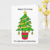 Prettige kerstdagen voor de elektricien, Cartoon B Kaart (Gele Bloem)