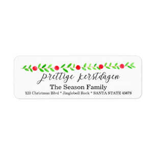 Prettige kerstdagen, waterverf kerstbanner etiket
