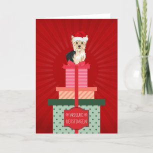 Prettige Kerstdagen Yorkie Hond Cadeaus Kerst Feestdagen Kaart