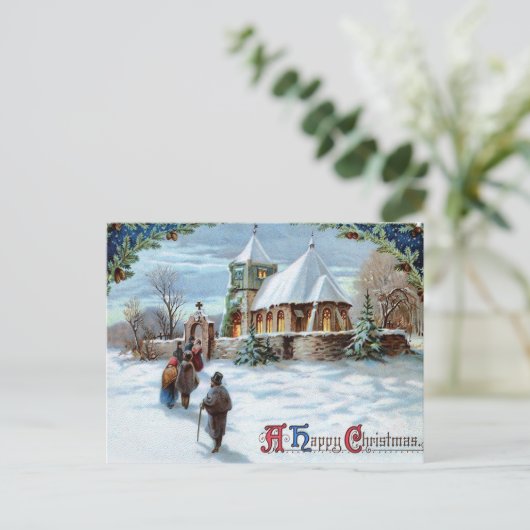 prettige kerstfeestdag in de kerk briefkaart (Staand voorkant)