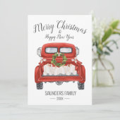  prettige kerstfeestelijke nieuwjaarstreep Red Tru Feestdagenkaart (Staand voorkant)