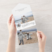 Prettige kerstgroet met zilveren foto-inzet all in one uitnodiging (Afscheurbaar)