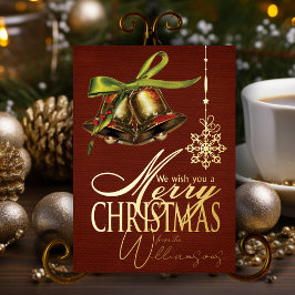 Prettige kerstgroet Retro Kerstkaart Goud Folie Feestdagenkaart