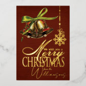 Prettige kerstgroeten Retro Kerstkaart Goud Folie Folie Feestdagenkaart (Voorkant)