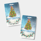 Prettige kerstkaart badge (Voor- en achterkant)