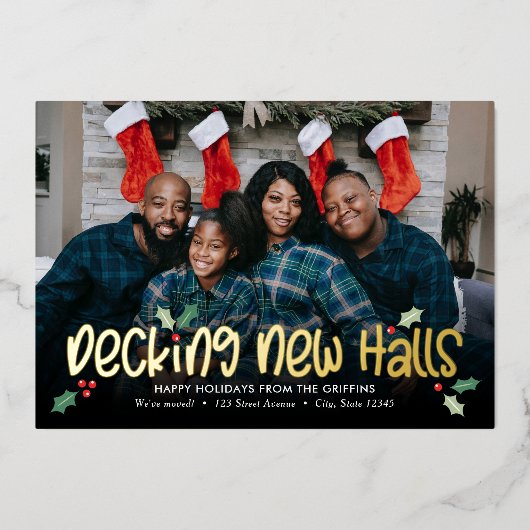 Prettige Kerstkaart Verhuisbericht Folie Feestdagenkaart (Voorkant)