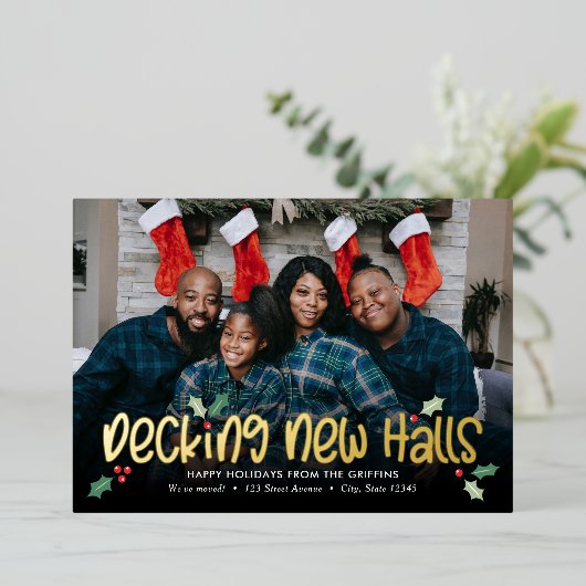 Prettige Kerstkaart Verhuisbericht Folie Feestdagenkaart (Staand Voorkant)