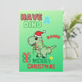 Prettige Kerstkaart voor Kinderen met een Dino Bedankkaart (Staand voorkant)