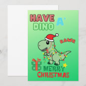 Prettige Kerstkaart voor Kinderen met een Dino Bedankkaart (Voorkant / Achterkant)