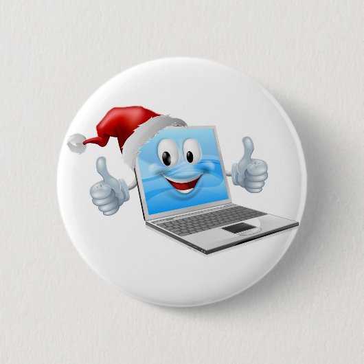 Prettige kerstlaptop ronde button 5,7 cm (Voorkant)