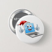 Prettige kerstlaptop ronde button 5,7 cm (Voorkant /achterkant)