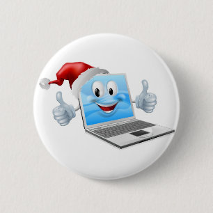 Prettige kerstlaptop ronde button 5,7 cm