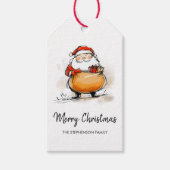 Prettige kerstman Cute schets illustratie Cadeaulabel (Voorkant)