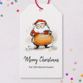 Prettige kerstman Cute schets illustratie Cadeaulabel