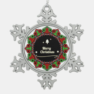 Prettige kerstmandala ontwerpen tin sneeuwvlok ornament