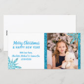 Prettige Kerstmis Blauwe Sneeuwvlokken Glitters | Feestdagenkaart (Voorkant / Achterkant)