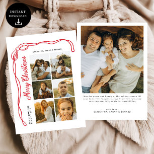 Prettige Kerstmis Familie 7 Foto's Feestdagenkaart