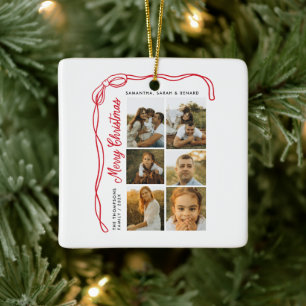 Prettige Kerstmis Familie 7 Foto's Keramisch Ornament
