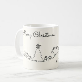 Prettige Kerstmis Lijntekening Met Kerstman & Arre Koffiemok