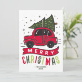 Prettige Kerstmis Rode Auto Boom Naam Sjabloon Sch (Staand voorkant)