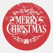 Prettige Kerstmis Sneeuwvlokken Ronde Sticker (Voorkant)