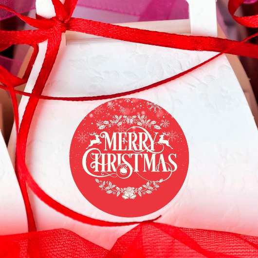Prettige Kerstmis Sneeuwvlokken Ronde Sticker