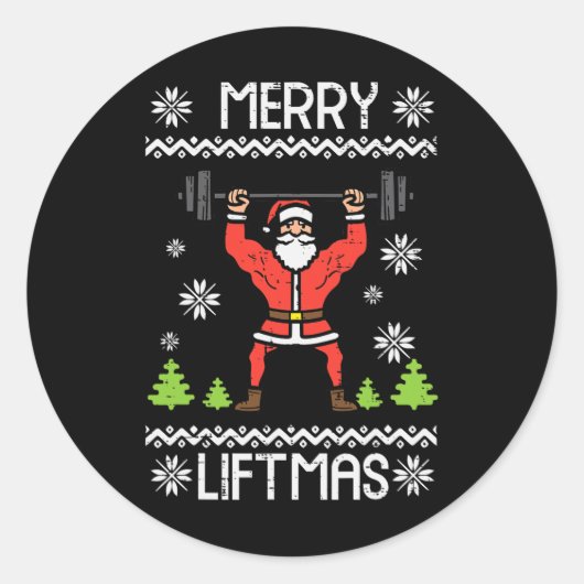 Prettige Kerstmis Workout Gym Lichaam Ronde Sticker (Voorkant)