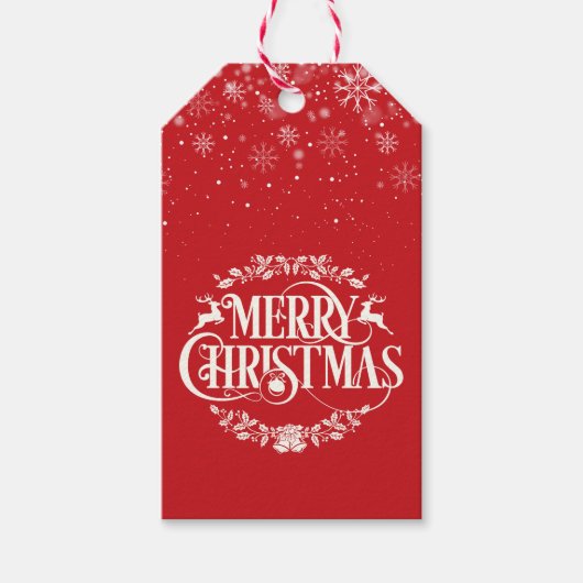 Prettige Kerstsneeuwvlokken Cadeaulabel (Voorkant)