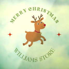 Prettige kersttekst rendier wit raamsticker